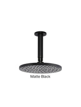 Meir ROUND Ceiling Shower 200mm Rose, 150mm Dropper In Matte Black - Tiger Bronze - Champagne
